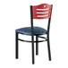 Lancaster Table & Seating Black Finish Side Chair with Navy Vinyl Seat and Mahogany Wood Back - Assembled Lancaster Table & Seating Black Finish Side Chair with Navy Vinyl Seat and Mahogany Wood Back - Assembled