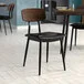 Lancaster Table & Seating Mid-Century Black Chair with Black Vinyl Padded Seat and Espresso Wood Backrest - Assembled Lancaster Table & Seating Mid-Century Black Chair with Black Vinyl Padded Seat and Espresso Wood Backrest - Assembled