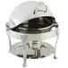 Bon Chef 17014CH Petite 3 Qt. Dripless Round Stainless Steel with Chrome Accents Roll Top Chafer with Renaissance Legs Bon Chef 17014CH Petite 3 Qt. Dripless Round Stainless Steel with Chrome Accents Roll Top Chafer with Renaissance Legs