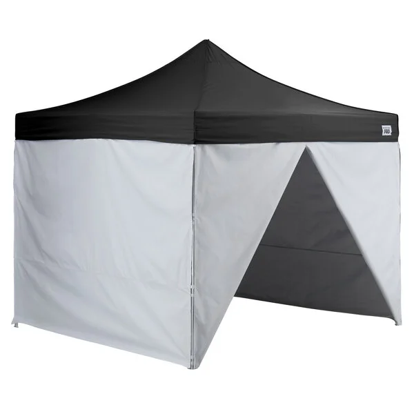 Backyard Pro Courtyard Series 10' x 10' Black Straight Leg Aluminum Instant Pop Up Canopy Tent Deluxe Kit with 4 Side Walls Backyard Pro Courtyard Series 10' x 10' Black Straight Leg Aluminum Instant Pop Up Canopy Tent Deluxe Kit with 4 Side Walls