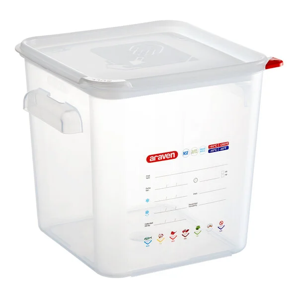 Araven 8.5 Qt. Translucent Square Polypropylene Food Storage Container with Airtight Lid Araven 8.5 Qt. Translucent Square Polypropylene Food Storage Container with Airtight Lid