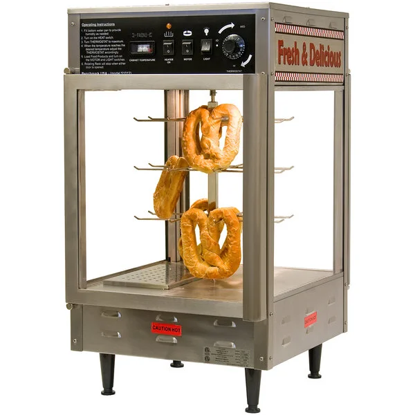 Benchmark USA 51018 Humidified Rotating Pizza / Pretzel Display Warmer with Pretzel Rack and 18 Benchmark USA 51018 Humidified Rotating Pizza / Pretzel Display Warmer with Pretzel Rack and 18