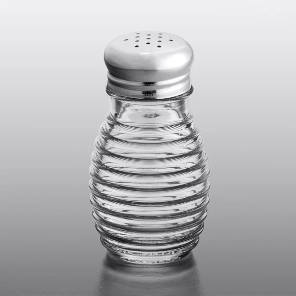 TableCraft Beehive 2 oz. Glass Salt and Pepper Shakers with Stainless Steel Tops - HBH2C - 2/Set TableCraft Beehive 2 oz. Glass Salt and Pepper Shakers with Stainless Steel Tops - HBH2C - 2/Set