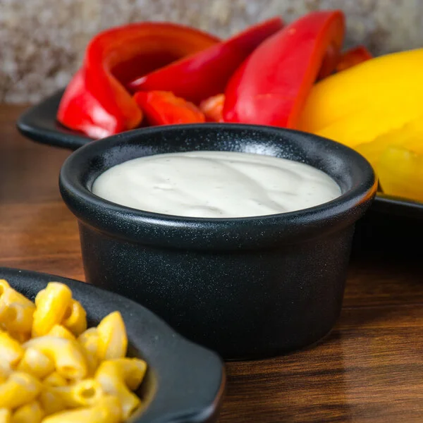 Hall China from Steelite International HL3630AFCA Foundry 3.5 oz. Black China Round Ramekin - 36/Case Hall China from Steelite International HL3630AFCA Foundry 3.5 oz. Black China Round Ramekin - 36/Case