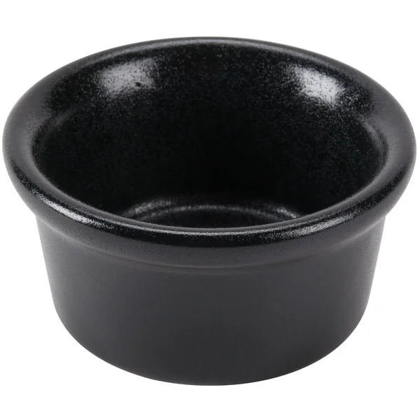 Hall China from Steelite International HL3630AFCA Foundry 3.5 oz. Black China Round Ramekin - 36/Case Hall China from Steelite International HL3630AFCA Foundry 3.5 oz. Black China Round Ramekin - 36/Case