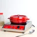 GET Heiss 3 Qt. Red Enamel Coated Cast Aluminum Brazier / Paella Dish with Lid CA-005-R/BK/CC GET Heiss 3 Qt. Red Enamel Coated Cast Aluminum Brazier / Paella Dish with Lid CA-005-R/BK/CC