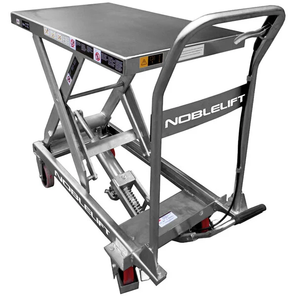 Noblelift Manual Mobile Single Stainless Steel Scissor Lift Table with 19 11/16 Noblelift Manual Mobile Single Stainless Steel Scissor Lift Table with 19 11/16