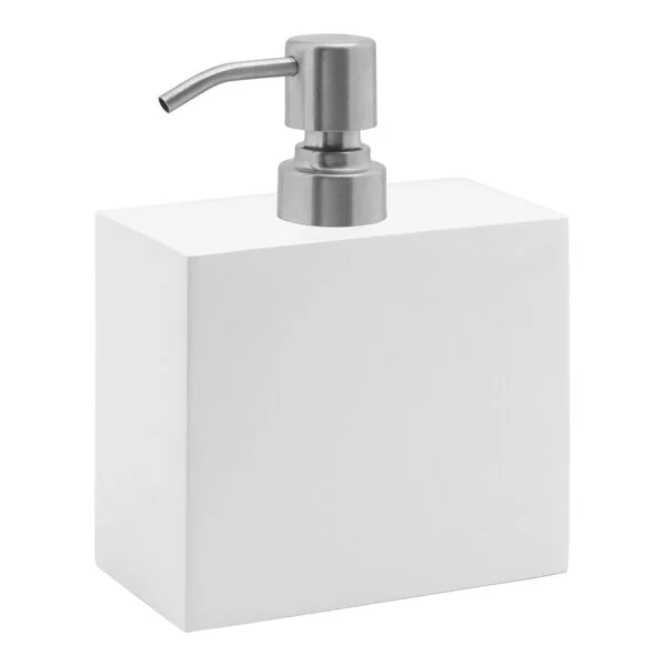 room360 New York 28 oz. Snow Soap Dispenser with Brushed Stainless Pump Top - 6/Case