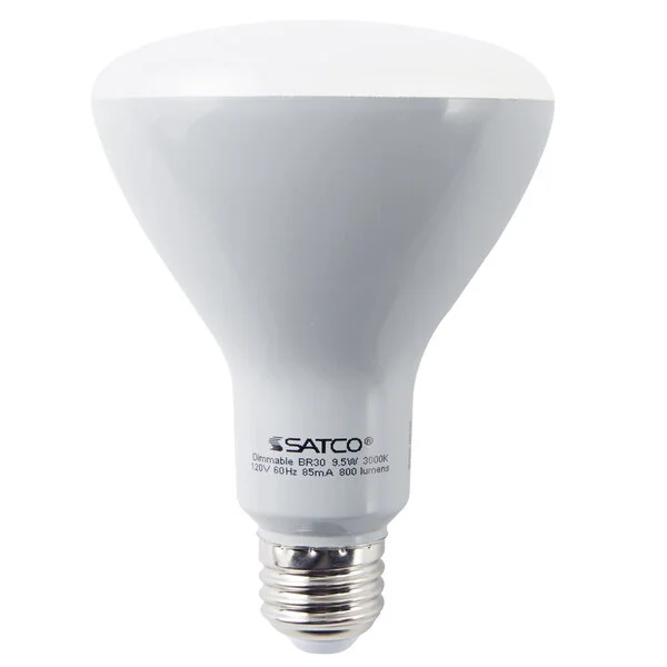 Satco S9621 9.5 Watt (65 Watt Equivalent) Frosted Warm White LED Flood Lamp Reflector Light Bulb - 120V (BR30) Satco S9621 9.5 Watt (65 Watt Equivalent) Frosted Warm White LED Flood Lamp Reflector Light Bulb - 120V (BR30)