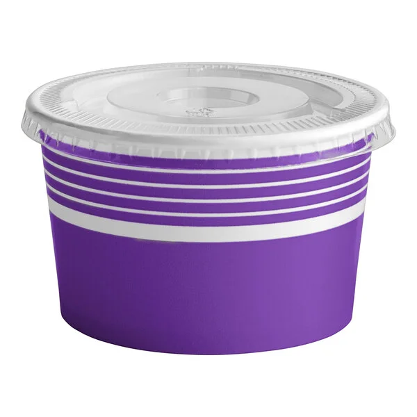 Choice 8 oz. Purple Paper Frozen Yogurt / Food Cup with Flat Lid - 50/Case Choice 8 oz. Purple Paper Frozen Yogurt / Food Cup with Flat Lid - 50/Case