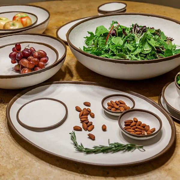 GET B-350-CRM Pottery Market 10 Qt. Glazed Cream Melamine Bowl with Brown Trim - 3/Case GET B-350-CRM Pottery Market 10 Qt. Glazed Cream Melamine Bowl with Brown Trim - 3/Case
