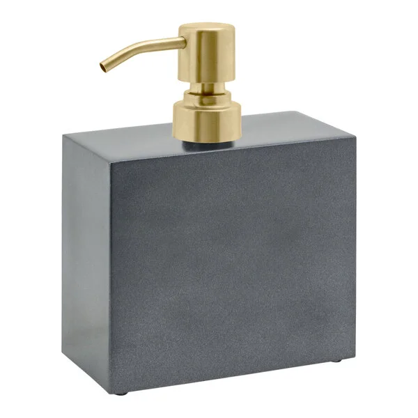room360 New York 28 oz. Onyx Soap Dispenser with Matte Brass Pump Top - 6/Case