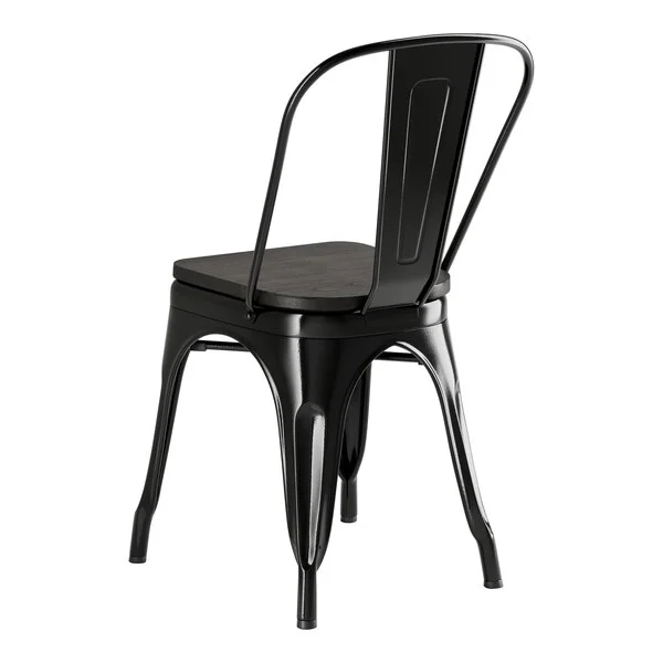 Lancaster Table & Seating Alloy Onyx Black Indoor Cafe Chair with Black Wood Seat Lancaster Table & Seating Alloy Onyx Black Indoor Cafe Chair with Black Wood Seat