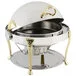 Bon Chef 17000 Elite Round 8 Qt. Dripless Round Stainless Steel with Brass Accents Roll Top Chafer with Renaissance Legs Bon Chef 17000 Elite Round 8 Qt. Dripless Round Stainless Steel with Brass Accents Roll Top Chafer with Renaissance Legs