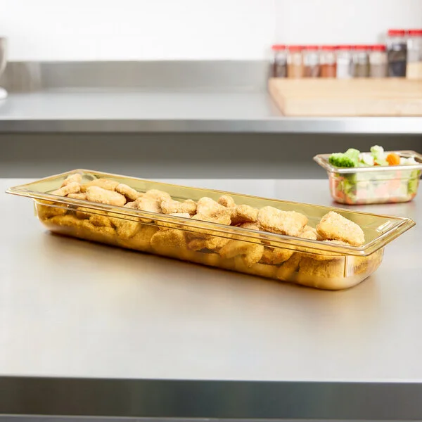 Vollrath 9052410 Super Pan® 1/2 Size Long Amber High Heat Plastic Food Pan - 2 1/2