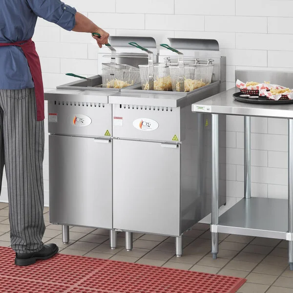 Cooking Performance Group FFOP40 Natural Gas 40 lb. Stainless Steel Open Pot Floor Fryer - 90,000 BTU Cooking Performance Group FFOP40 Natural Gas 40 lb. Stainless Steel Open Pot Floor Fryer - 90,000 BTU