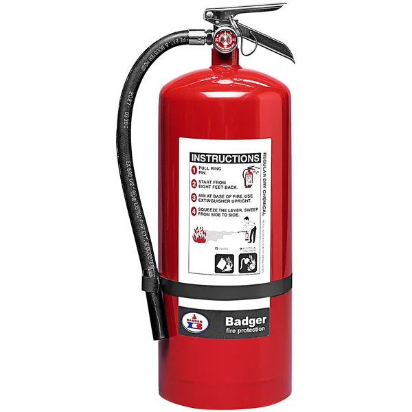 Badger Extra 23482 20 lb. Sodium Bicarbonate Dry Chemical Fire Extinguisher with Wall Hook - UL Rating 120-B:C Badger Extra 23482 20 lb. Sodium Bicarbonate Dry Chemical Fire Extinguisher with Wall Hook - UL Rating 120-B:C