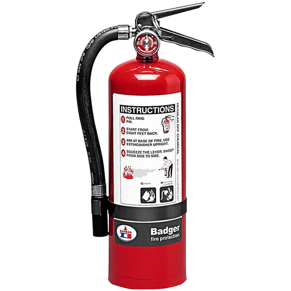 Badger Extra 23476 5.5 lb. Sodium Bicarbonate Dry Chemical Fire Extinguisher with Wall Hook - UL Rating 40-B:C Badger Extra 23476 5.5 lb. Sodium Bicarbonate Dry Chemical Fire Extinguisher with Wall Hook - UL Rating 40-B:C