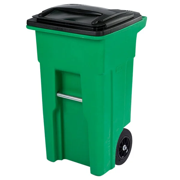 Toter ONA32-58235 Organics 32 Gallon Lime Green Rectangular Rotational Molded Rollout Cart with Lid