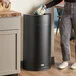 Rubbermaid® FGSH12EPLTBK Silhouettes Black Steel Designer Half Round Trash Can - 12 Gallon Rubbermaid® FGSH12EPLTBK Silhouettes Black Steel Designer Half Round Trash Can - 12 Gallon