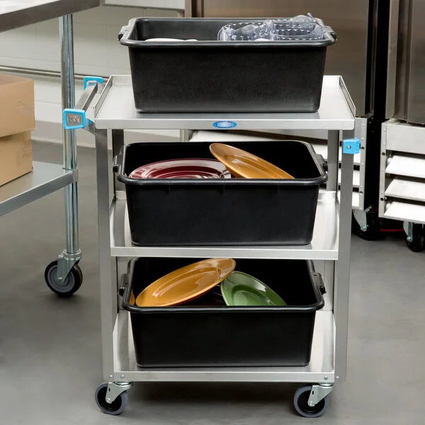 Lakeside 311 Standard Duty Stainless Steel 3 Shelf Utility Cart - 16 1/4