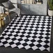 Abani Parker Collection 2' x 5' Cream / Black Modern Diamond Checkered Area Rug Abani Parker Collection 2' x 5' Cream / Black Modern Diamond Checkered Area Rug