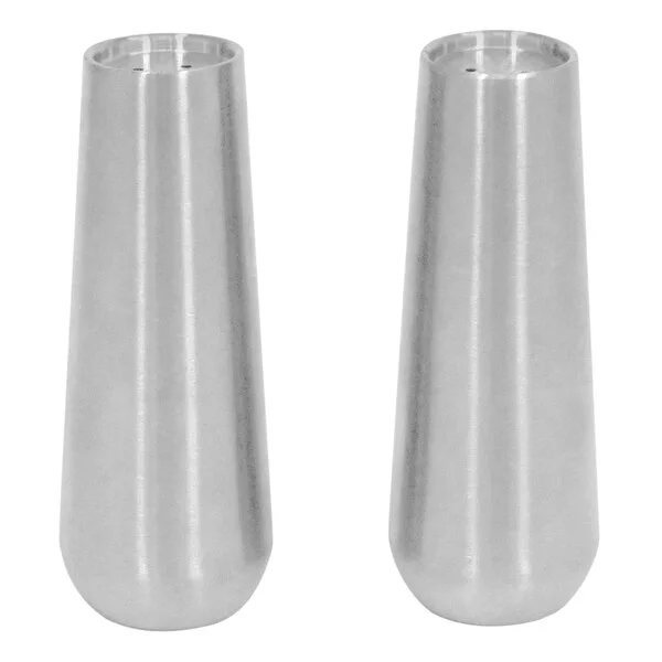 Front of the House Bevel 3 oz. Brushed Stainless Steel Salt & Pepper Shaker Set - 6/Case Front of the House Bevel 3 oz. Brushed Stainless Steel Salt & Pepper Shaker Set - 6/Case