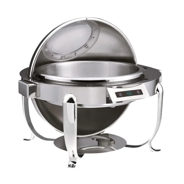 Bon Chef 16000CH Roman Elite 9 Qt. Round Chrome Electric Chafer with Automatic Open / Close Lid and Glass Window Bon Chef 16000CH Roman Elite 9 Qt. Round Chrome Electric Chafer with Automatic Open / Close Lid and Glass Window