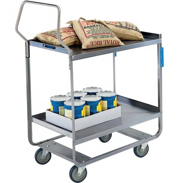 Lakeside 4510 Handler Series Stainless Steel Two Shelf Heavy Duty Utility Cart - 30 Lakeside 4510 Handler Series Stainless Steel Two Shelf Heavy Duty Utility Cart - 30