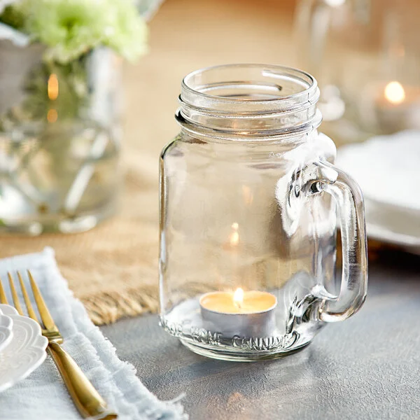 Acopa 16 oz. Mason Candle Holder with Handle - 12/Case