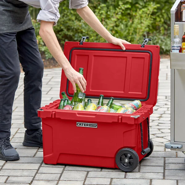 CaterGator CG45REDW Red 45 Qt. Mobile Rotomolded Outdoor Cooler / Ice Chest CaterGator CG45REDW Red 45 Qt. Mobile Rotomolded Outdoor Cooler / Ice Chest