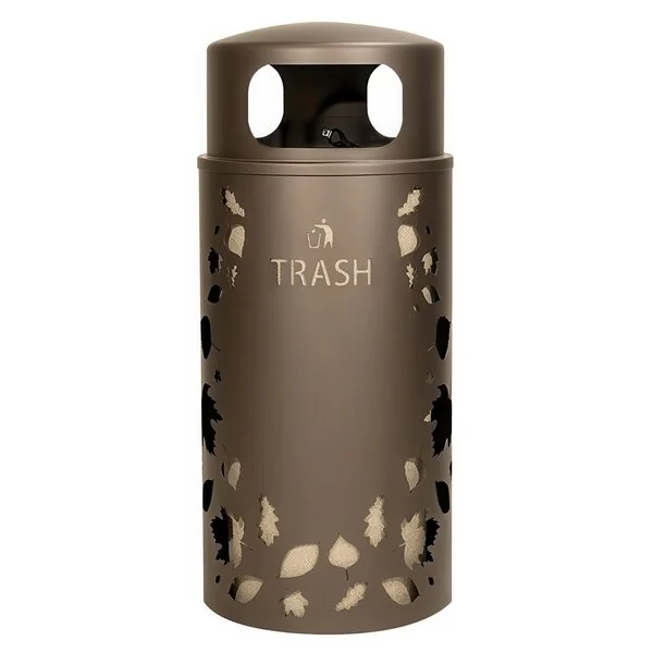 Ex-Cell Kaiser NS33-LV T BRZX Nature Series 33 Gallon Steel Brown Leaves Round Trash Can Ex-Cell Kaiser NS33-LV T BRZX Nature Series 33 Gallon Steel Brown Leaves Round Trash Can