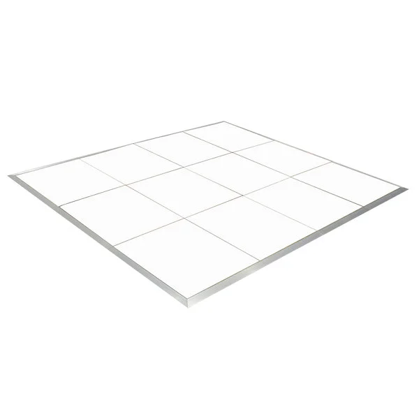 Palmer Snyder 24' x 28' White Acrylic Portable Dance Floor with Silver Trim - 4' x 4' Panels