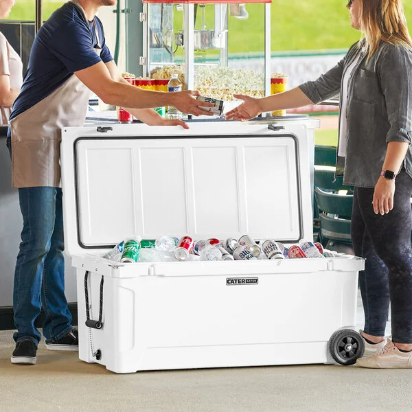 CaterGator CG170WHW White 170 Qt. Mobile Rotomolded Outdoor Cooler / Ice Chest CaterGator CG170WHW White 170 Qt. Mobile Rotomolded Outdoor Cooler / Ice Chest
