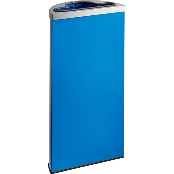 Lancaster Table & Seating 8 Gallon Blue Powder-Coated Metal Half Round Decorative Trash Can with Mixed Recycle Lid Lancaster Table & Seating 8 Gallon Blue Powder-Coated Metal Half Round Decorative Trash Can with Mixed Recycle Lid