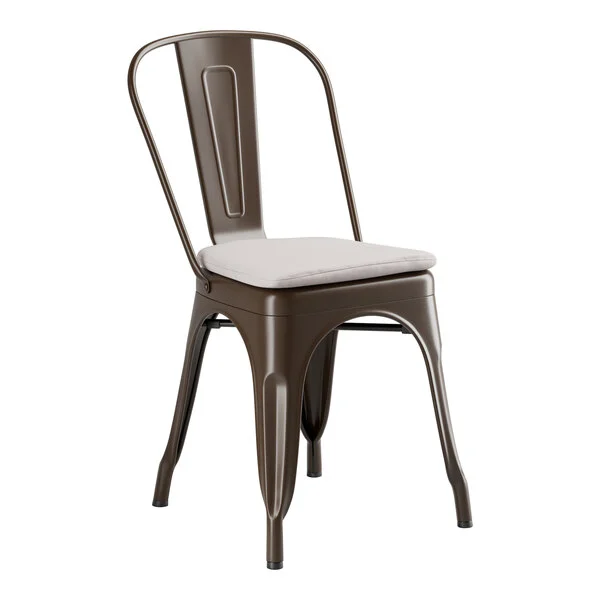 Lancaster Table & Seating Alloy Copper Outdoor Cafe Chair with Gray Fabric Magnetic Cushion Lancaster Table & Seating Alloy Copper Outdoor Cafe Chair with Gray Fabric Magnetic Cushion