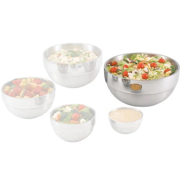 Vollrath 46669 10.1 Qt. Double Wall Stainless Steel Round Satin-Finished Serving Bowl Vollrath 46669 10.1 Qt. Double Wall Stainless Steel Round Satin-Finished Serving Bowl