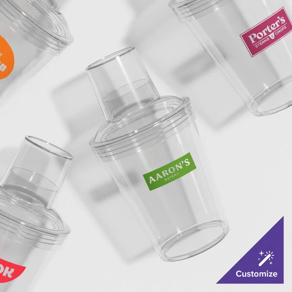 GET SH-176-1-CL Cheers 20 oz. Clear Customizable SAN Plastic Screw Top 3-Piece Cobbler Cocktail Shaker GET SH-176-1-CL Cheers 20 oz. Clear Customizable SAN Plastic Screw Top 3-Piece Cobbler Cocktail Shaker