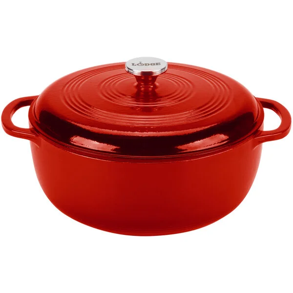 Lodge EC7D43 7.5 Qt. Island Spice Red Enameled Cast Iron Dutch Oven Lodge EC7D43 7.5 Qt. Island Spice Red Enameled Cast Iron Dutch Oven