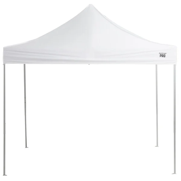 Backyard Pro Courtyard Series 10' x 10' White Straight Leg Heavy-Duty Aluminum Instant Pop-Up Canopy Tent Backyard Pro Courtyard Series 10' x 10' White Straight Leg Heavy-Duty Aluminum Instant Pop-Up Canopy Tent