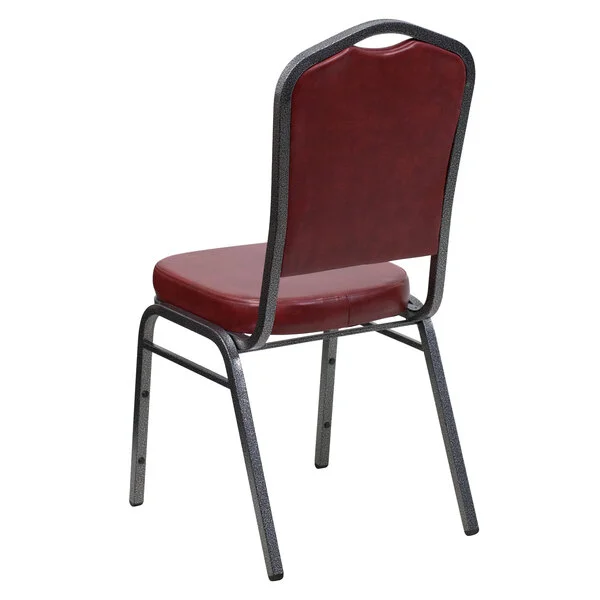 Flash Furniture FD-C01-SILVERVEIN-BURG-VY-GG Hercules Burgundy Vinyl Crown Back Stackable Banquet Chair with Silver Vein Frame Flash Furniture FD-C01-SILVERVEIN-BURG-VY-GG Hercules Burgundy Vinyl Crown Back Stackable Banquet Chair with Silver Vein Frame