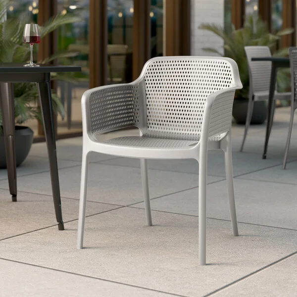 Lancaster Table & Seating Rio Cool Oyster Gray Resin Arm Chair Lancaster Table & Seating Rio Cool Oyster Gray Resin Arm Chair
