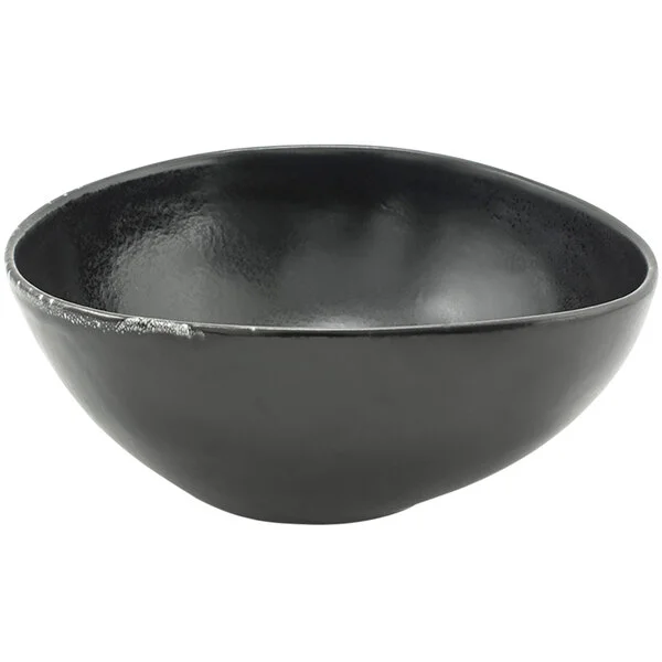 Front of the House Kiln 60 oz. Pepper Oval Tall Porcelain Bowl - 2/Case