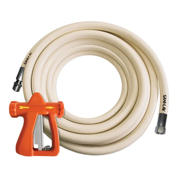 Sani-Lav H50W3NP1 White Wash-Down Kit with 50' Hose and Orange Spray Nozzle