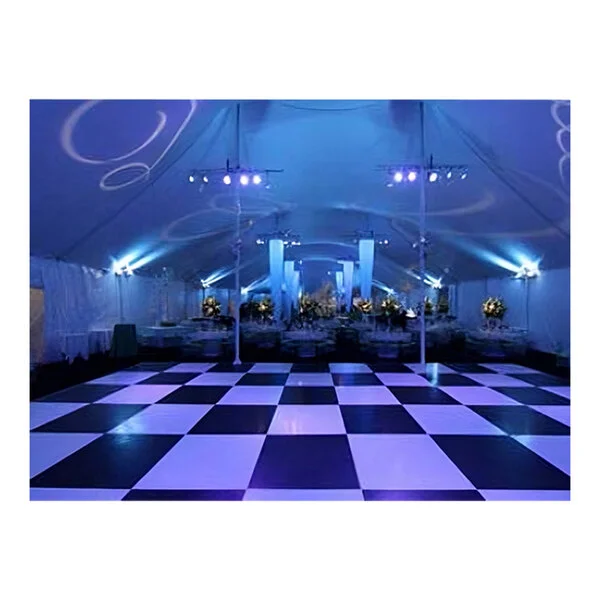 California Portable Dance Floor 20' x 20' Black and White Checker Composite Laminate Portable Dance Floor California Portable Dance Floor 20' x 20' Black and White Checker Composite Laminate Portable Dance Floor
