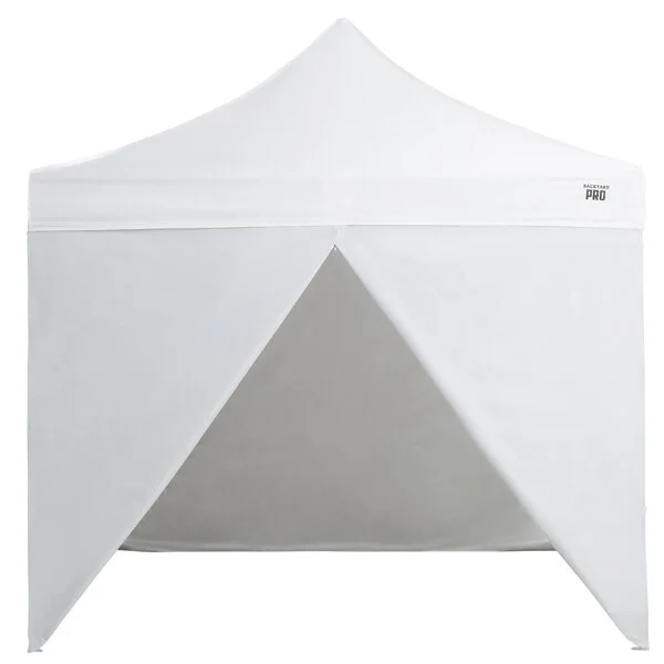 Backyard Pro Courtyard Series 10' x 10' White Straight Leg Aluminum Instant Pop Up Canopy Tent Deluxe Kit with 4 Side Walls Backyard Pro Courtyard Series 10' x 10' White Straight Leg Aluminum Instant Pop Up Canopy Tent Deluxe Kit with 4 Side Walls