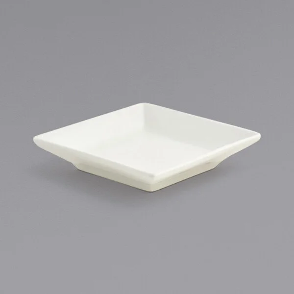 Front of the House Catalyst 1 oz. European White Square Porcelain Sauce Dish - 12/Case Front of the House Catalyst 1 oz. European White Square Porcelain Sauce Dish - 12/Case
