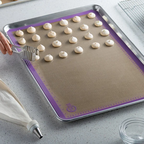 Mercer Culinary M31087PU Full Size Allergen-Free Purple Silicone Baking Mat - 16 1/2