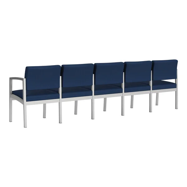 Lesro Lenox Steel Patriot Plus Imperial Blue Vinyl 5-Seat Sofa with Center Arms Lesro Lenox Steel Patriot Plus Imperial Blue Vinyl 5-Seat Sofa with Center Arms