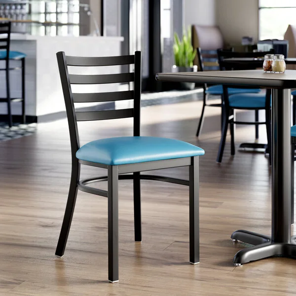 Lancaster Table & Seating Black Finish Ladder Back Chair with 2 1/2 Lancaster Table & Seating Black Finish Ladder Back Chair with 2 1/2